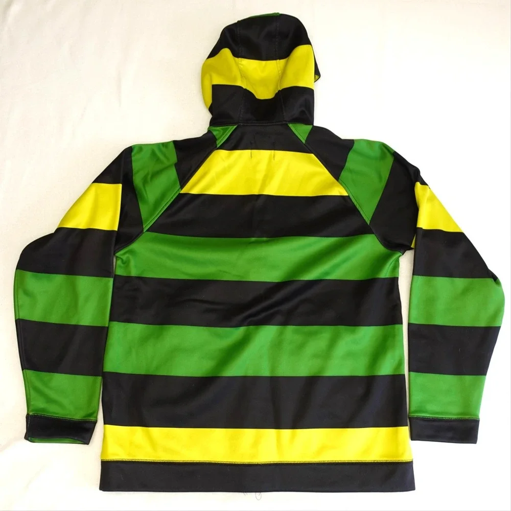 Burton Hoodie Mens XL Multicolor Striped Fleece Full Zip Hooded Logo Pockets